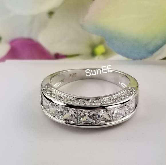 New His Hers Real 925 Wedding Engagement Ring Set - Picture 6 of 6